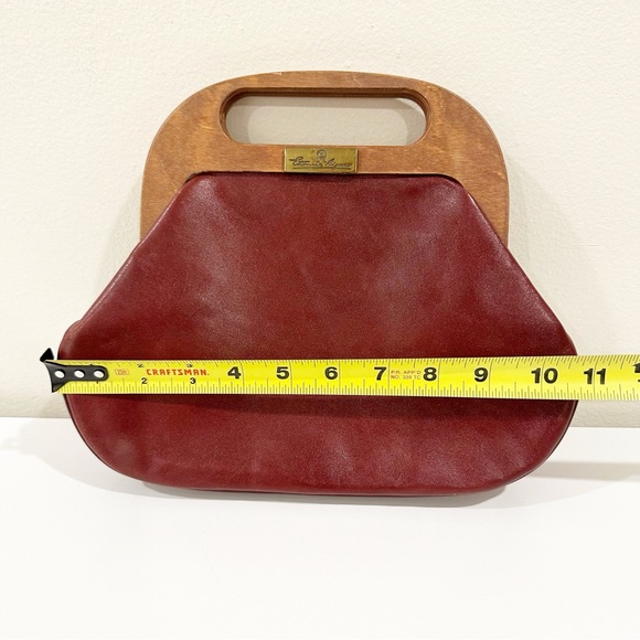 Etienne Aigner Vintage Leather Wooden Elegant Red Clutch Handbag - Picture 5 of 11
